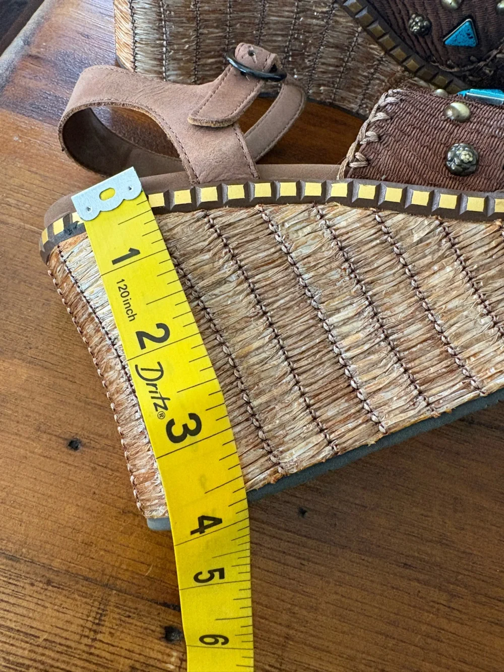 OTBT Cahoot Turquoise Stone Studded Woven Platform Wedge Sandals Sz 7.5